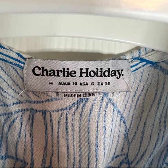 Charlie Holiday S/M Aqua‎ Blue White Tropical Swim Coverup - Picture 8 of 11